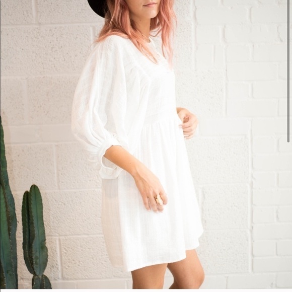 𝅺Free the Roses batwing white boho dress - Picture 4 of 6